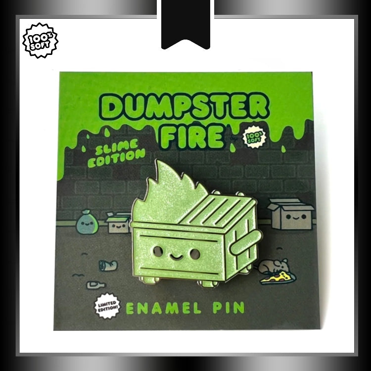 Dumpster Fire Slime Pin Green