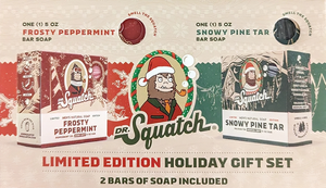 Dr. Squatch Holiday Limited Edition Soap FROSTY Peppermint 2 Christmas Bars