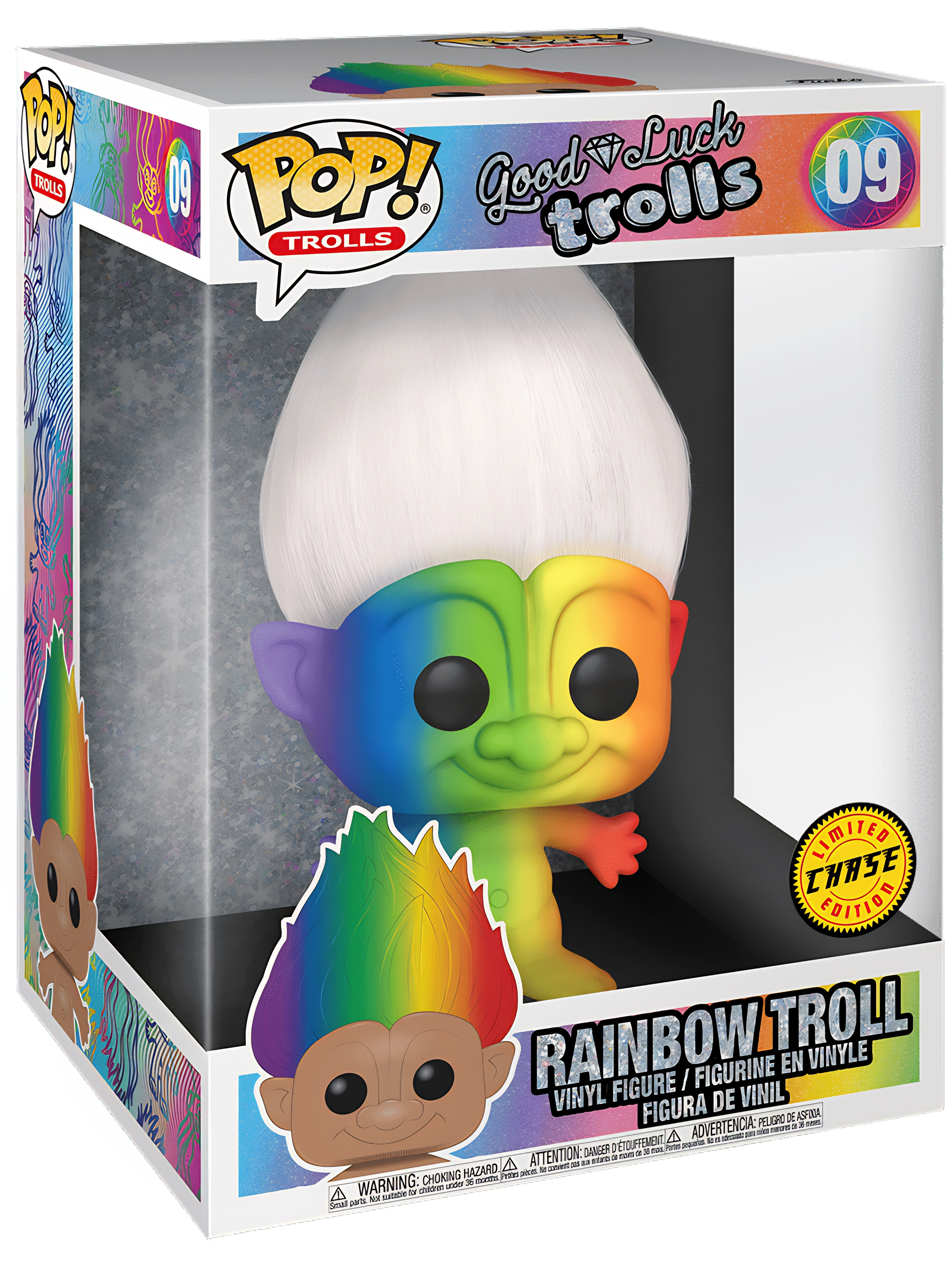 POP! Trolls (Jumbo Deluxe): 09 Good Luck, Rainbow Troll (Chase)